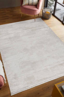 Elmina Beyaz Bej Halı Modern Dokuma Halı Yumuşak Oturma Odası Salon Çocuk Odası Mutfak Halısı QP047 - 1