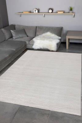 Elmina Beyaz Halı Modern Dokuma Halı Yumuşak Oturma Odası Salon Çocuk Odası Mutfak Halısı F0322 - 1