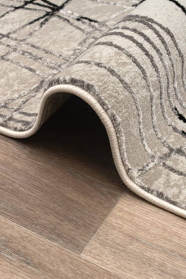 Lynosse Gri Siyah Halı Modern Dokuma Halı Yumuşak Oturma Odası Salon Çocuk Odası Mutfak Halısı P0403 - 4