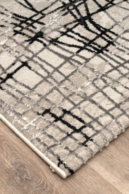 Lynosse Gri Siyah Halı Modern Dokuma Halı Yumuşak Oturma Odası Salon Çocuk Odası Mutfak Halısı P0403 - 6