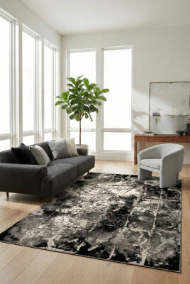 Lynosse Siyah Halı Modern Dokuma Halı Yumuşak Oturma Odası Salon Çocuk Odası Mutfak Halısı P0849 - 1