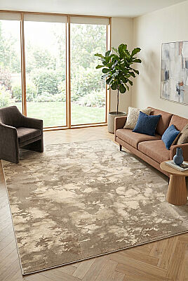 Paradise Fildişi Bej Halı Modern Dokuma Halı Yumuşak Oturma Odası Salon Mutfak Halısı M0183 - 1