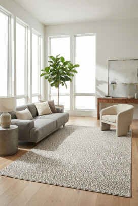 River Gri Beyaz Halı Modern Dokuma Halı Yumuşak Oturma Odası Salon Çocuk Odası Mutfak Halısı F0487 - Efor Halı