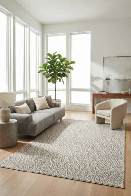 River Gri Beyaz Halı Modern Dokuma Halı Yumuşak Oturma Odası Salon Çocuk Odası Mutfak Halısı F0487 - 1